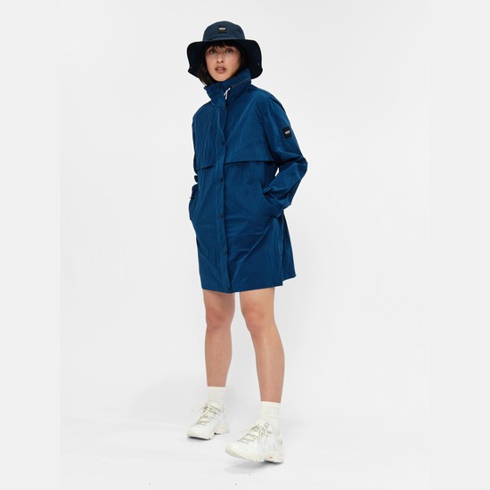 Aigle Single-breasted Trench Raincoat Coats Women Blue ZA-89732